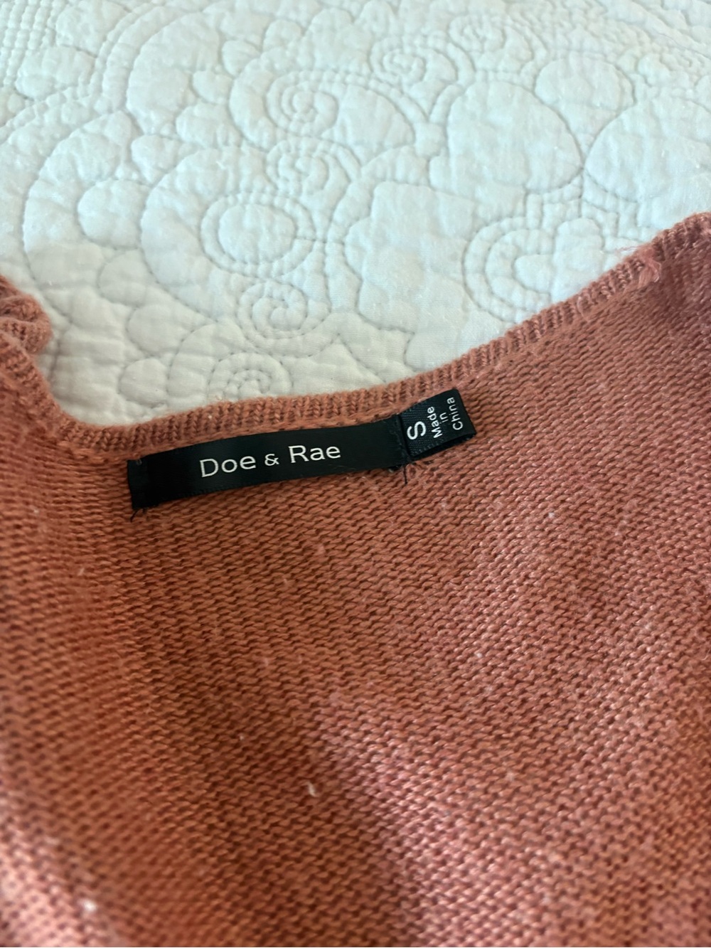 Doe & Rae Open-Front Striped Cardigan in Rust & Cream Small - Picture 3 of 5